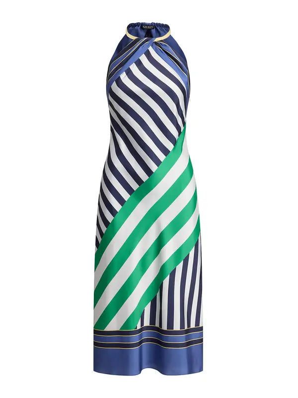 Lauren Ralph Lauren Lauren Ralph Lauren Koktel haljina 'LUXE'  mornarsko plava / kraljevsko plava / zelena / bijela