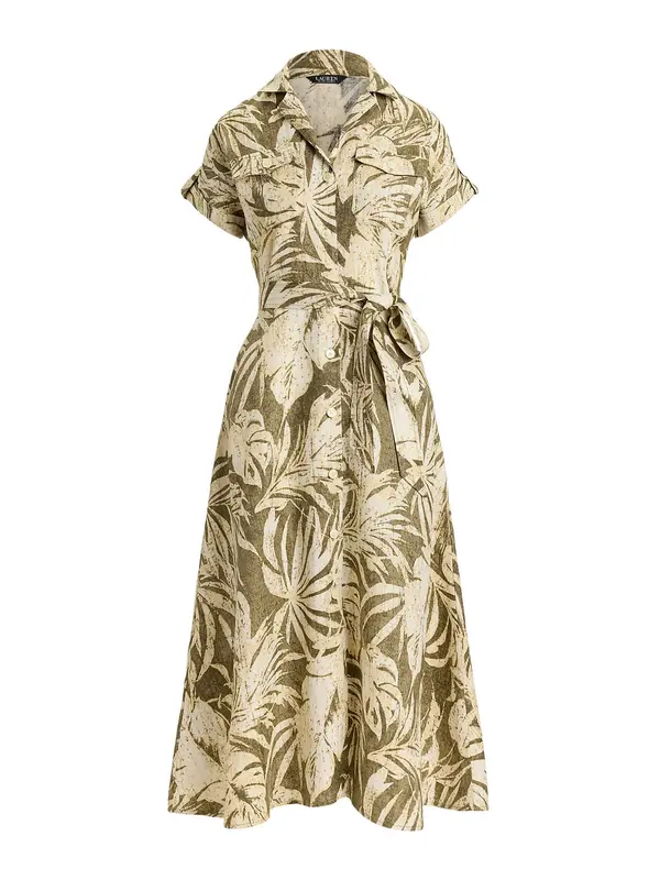Lauren Ralph Lauren Lauren Ralph Lauren Košulja haljina  bež / maslinasta / bijela