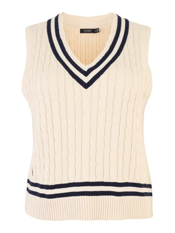 Lauren Ralph Lauren Plus Lauren Ralph Lauren Plus Pulover  bež / morsko plava