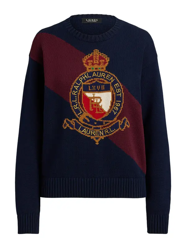 Lauren Ralph Lauren Lauren Ralph Lauren Pulover  mornarsko plava / zlatna / burgund / bijela