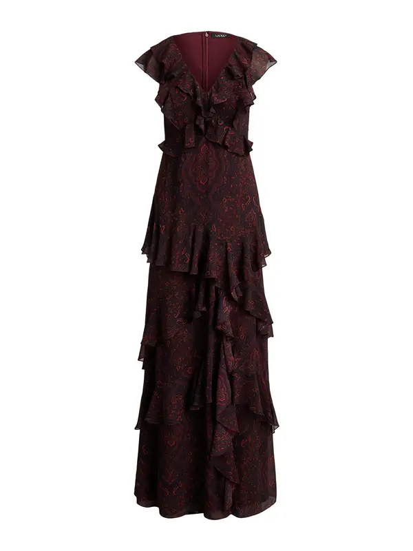 Lauren Ralph Lauren Lauren Ralph Lauren Večernja haljina  morsko plava / smeđa / crvena