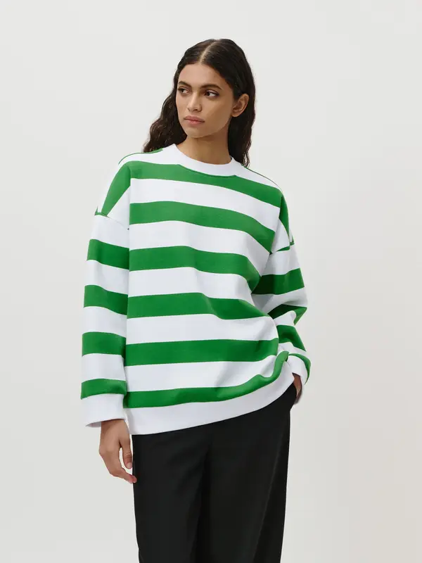 LeGer by Lena Gercke LeGer by Lena Gercke Sweater majica 'Vanessa'  zelena / bijela