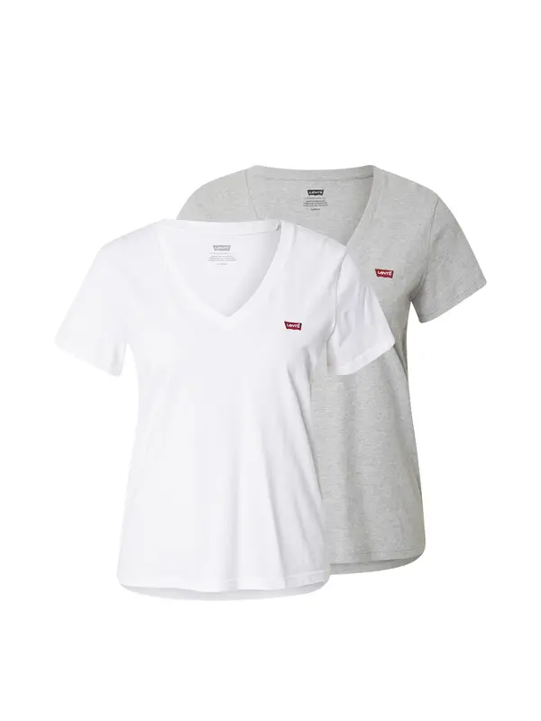 Levi's LEVI'S ® Majica 'Perfect V-Neck Tee (2-Pack)'  siva / bijela