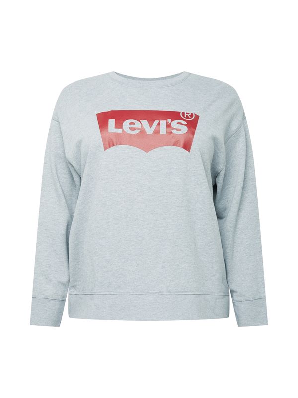 Levi's® Plus Levi's® Plus Sweater majica 'PL Graphic Standard Crew'  siva melange / crvena