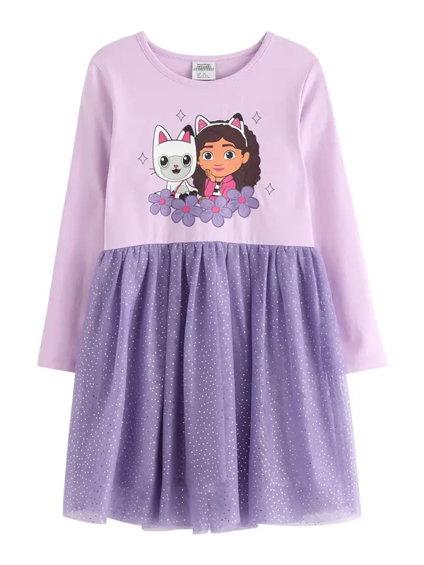 Lindex Lindex Haljina 'Gabbys Dollhouse'  tamno smeđa / lila / svijetloljubičasta / roza
