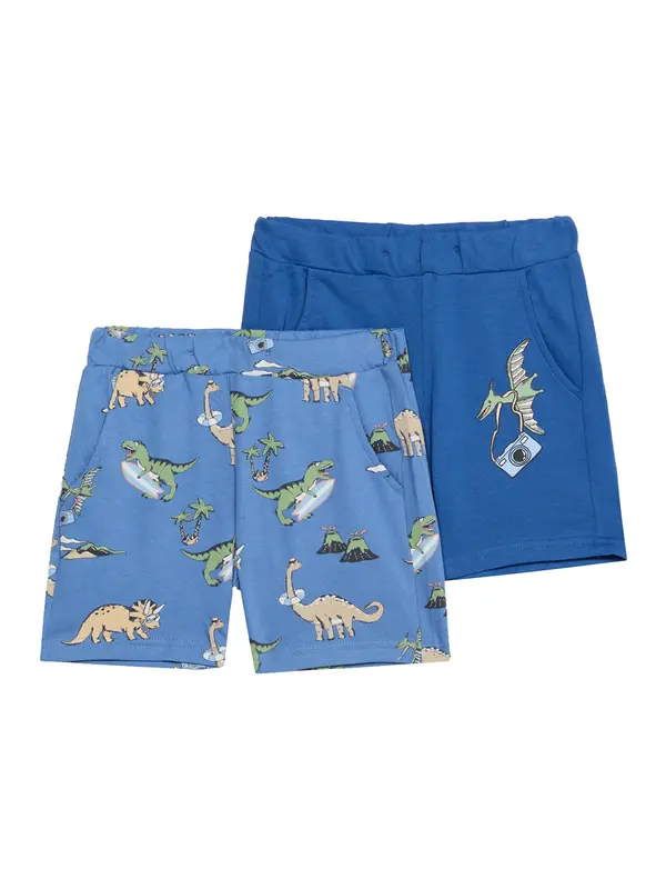 Lindex Lindex Hlače 'Summer Dino'  crno plava / kraljevsko plava / moka smeđa / kivi zelena