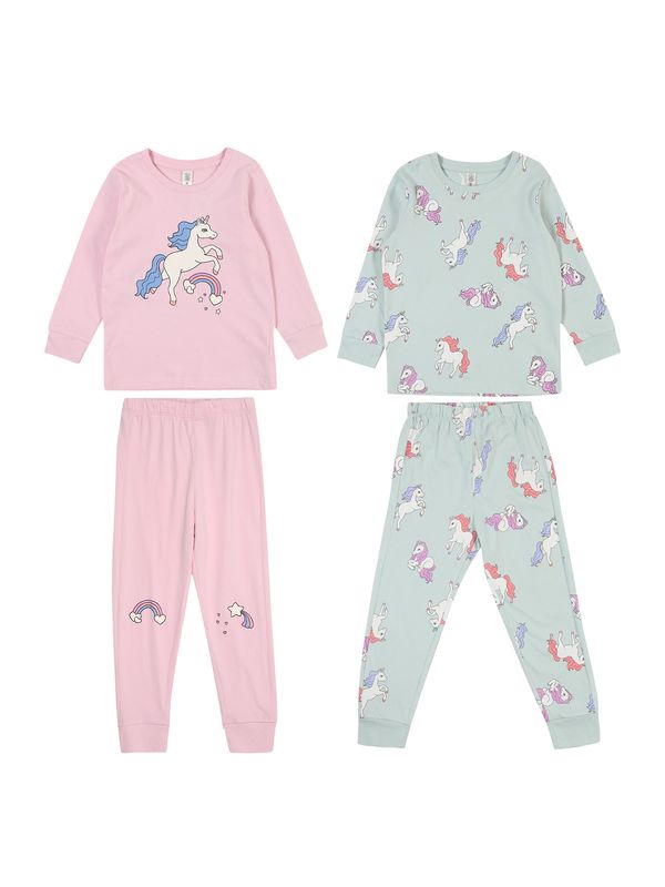 Lindex Lindex Pidžama set  azur / menta / svijetloroza / bijela