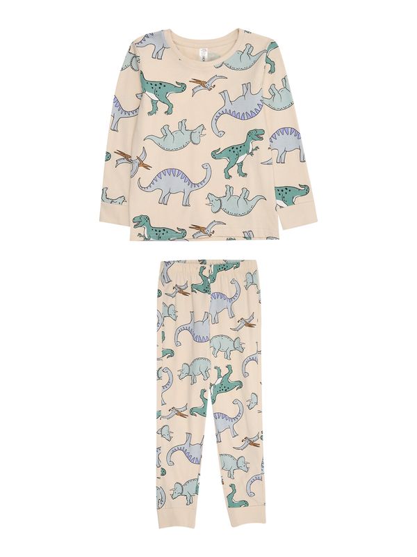 Lindex Lindex Pidžama set 'Vehicle Dino'  svijetlobež