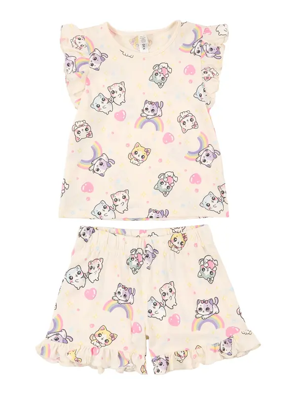 Lindex Lindex Pidžama set  žuta / svijetloljubičasta / roza / vuneno bijela