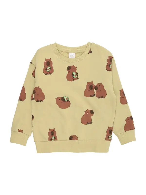 Lindex Lindex Sweater majica 'Capybara'  smeđa / tamno smeđa / jabuka / svijetlozelena
