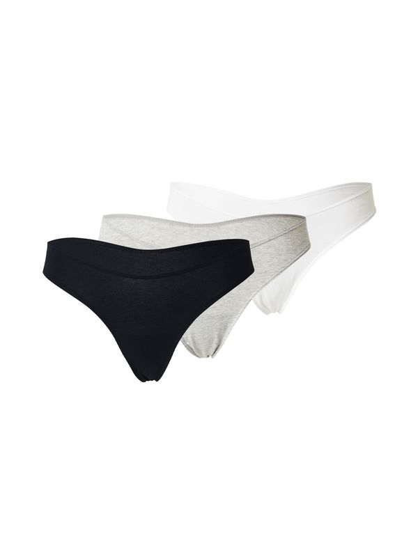 Lindex Lindex Tanga gaćice 'Nellie'  siva melange / crna / bijela