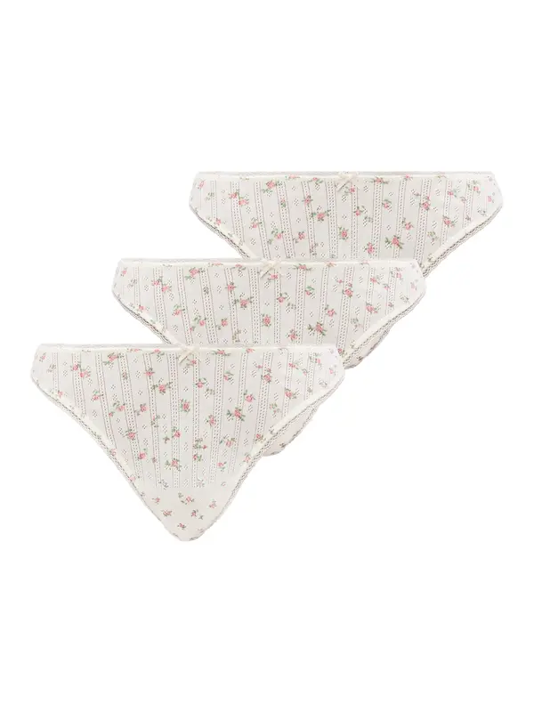 Lindex Lindex Tanga gaćice  zelena / roza / prljavo bijela