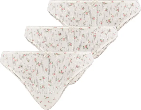 Lindex Lindex Tanga gaćice  zelena / roza / prljavo bijela
