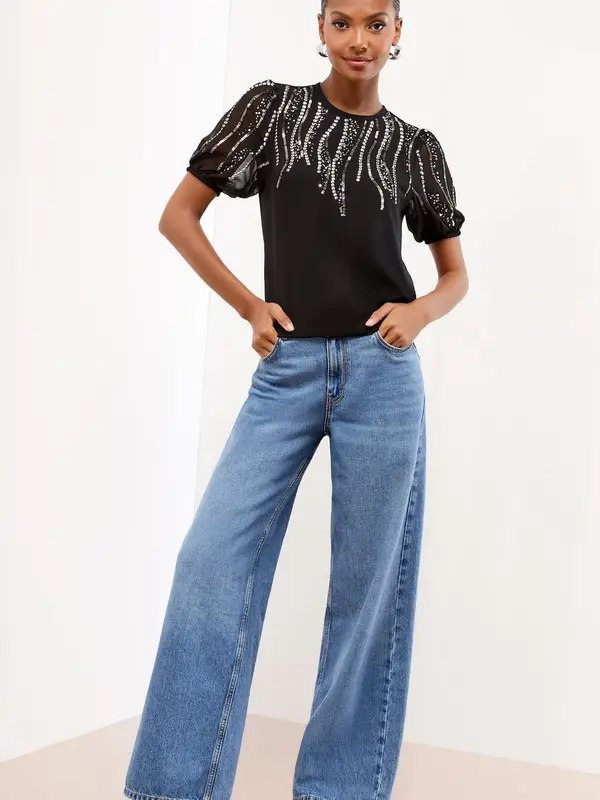 Lipsy Lipsy Bluza  crna / srebro