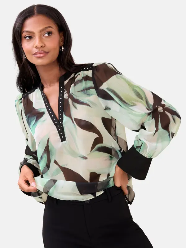 Lipsy Lipsy Bluza  ecru/prljavo bijela / smeđa / svijetlozelena / crna