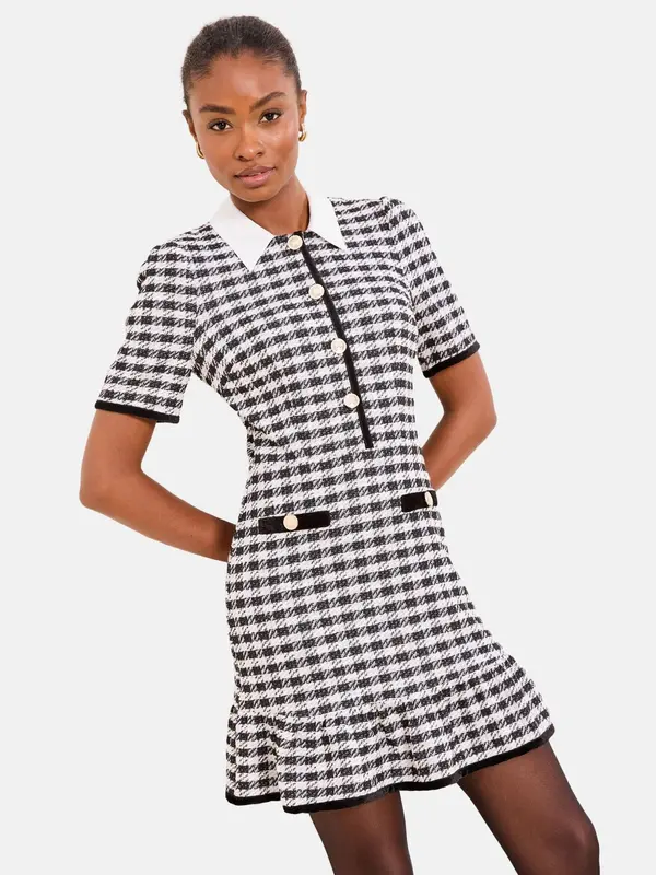 Lipsy Lipsy Haljina  crna / crna melange / bijela / bijela melange