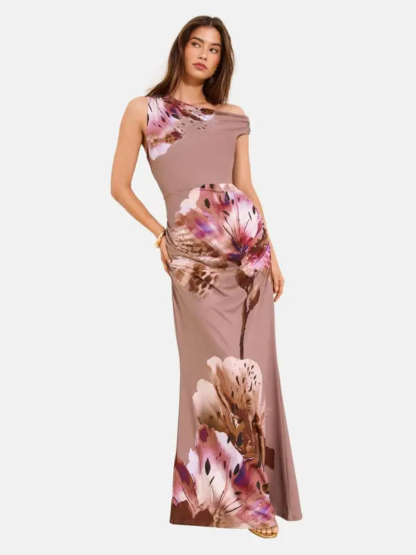 Lipsy Lipsy Haljina  svijetlobež / zeleno smeđa / sivkasto ljubičasta (mauve) / ljubičasto plava