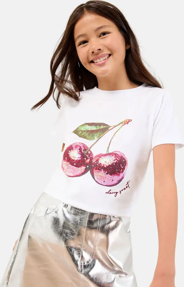 Lipsy Lipsy Majica 'Disco Cherry'  zelena / roza / trešnja crvena / bijela