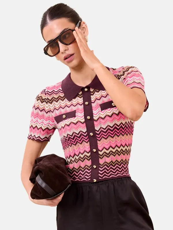 Lipsy Lipsy Majica  roza / pastelno roza / bordo