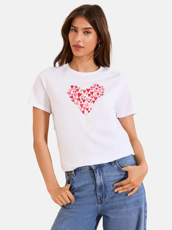 Lipsy Lipsy Majica 'Wear It With Love'  zlatna / roza / crvena / bijela