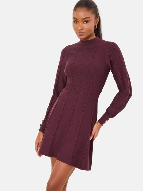 Lipsy Lipsy Pletena haljina  burgund
