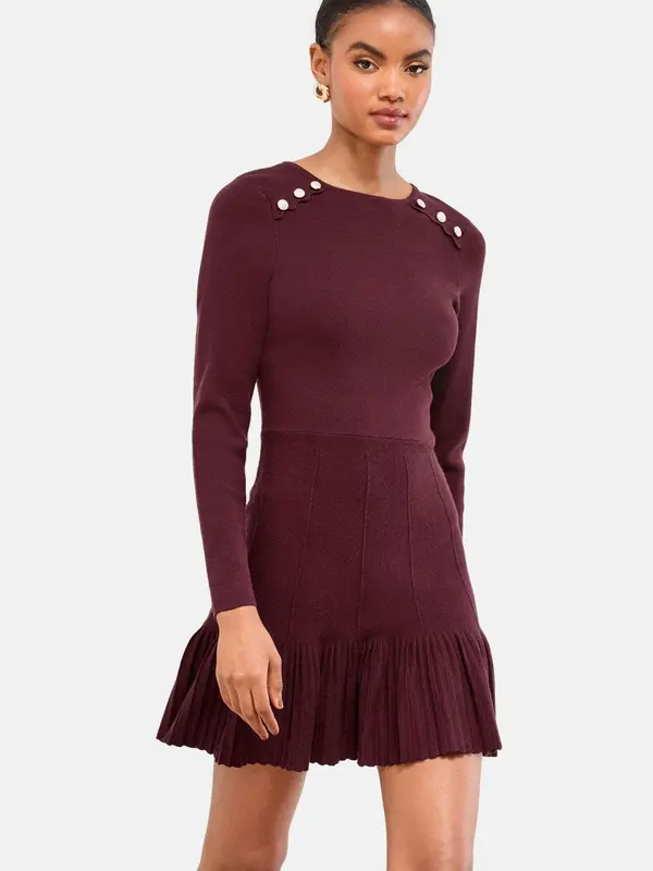 Lipsy Lipsy Pletena haljina  burgund