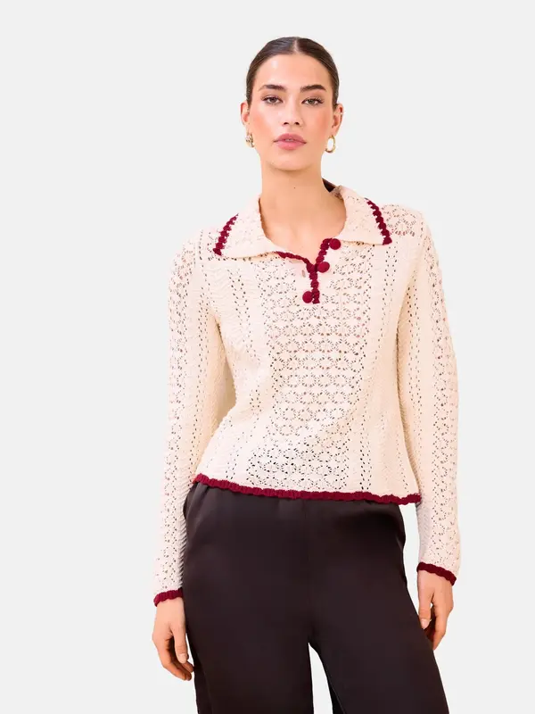 Lipsy Lipsy Pulover  boja pijeska / burgund