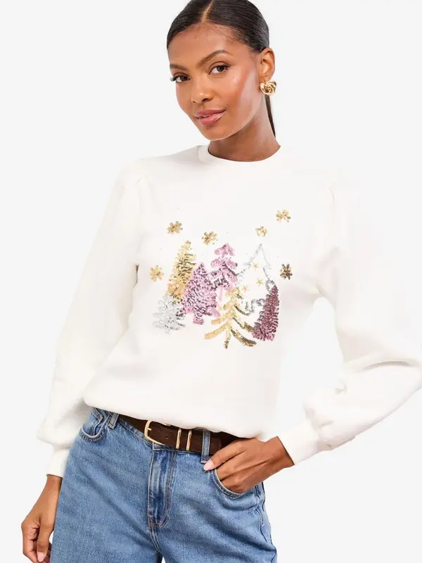 Lipsy Lipsy Sweater majica  maslinasta / patlidžan / bijela