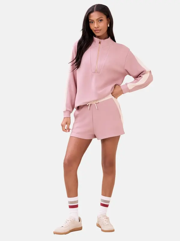Lipsy Lipsy Sweater majica  ružičasto crvena / bijela