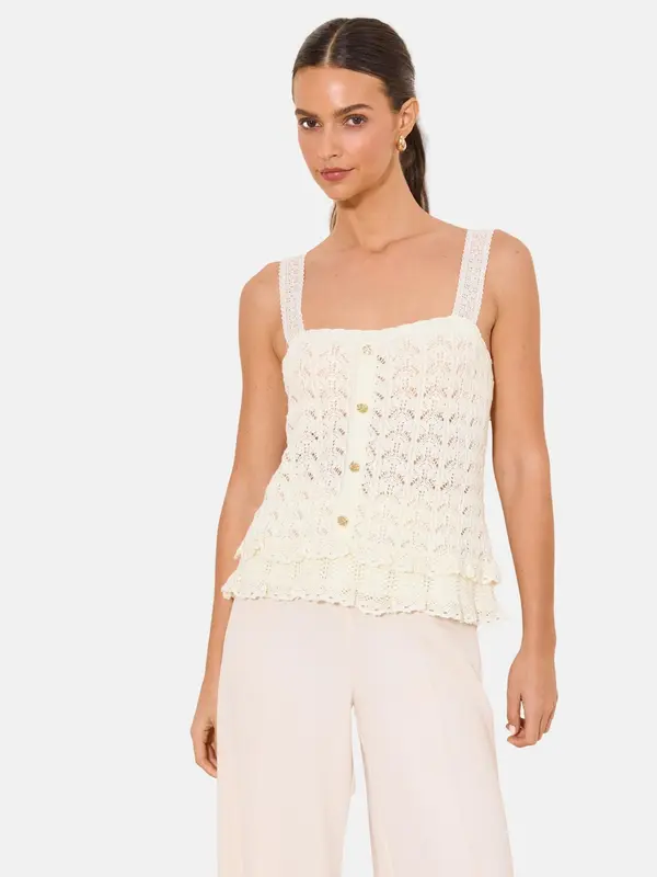 Lipsy Lipsy Top s naramenicama  ecru/prljavo bijela