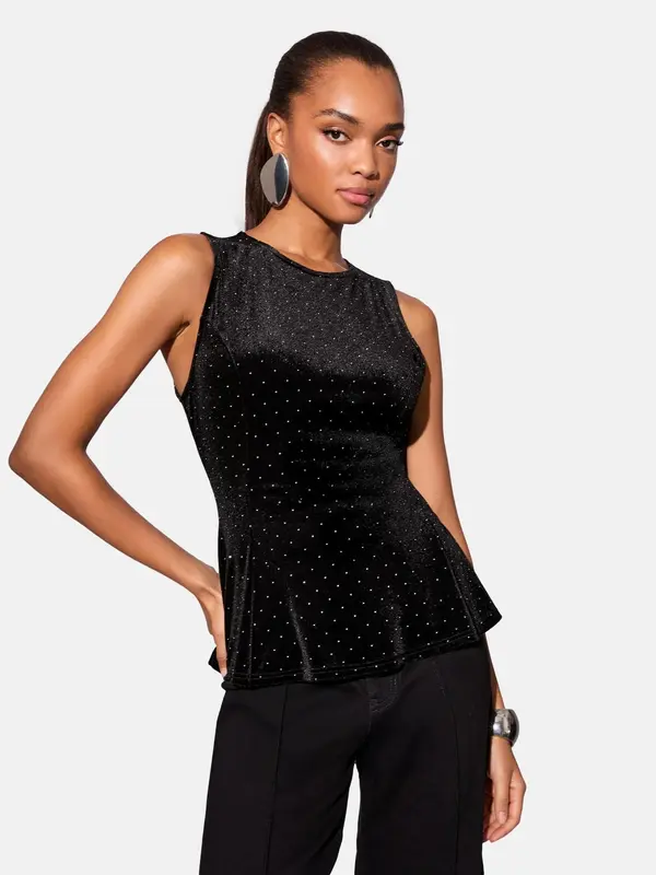 Lipsy Lipsy Top  siva / crna