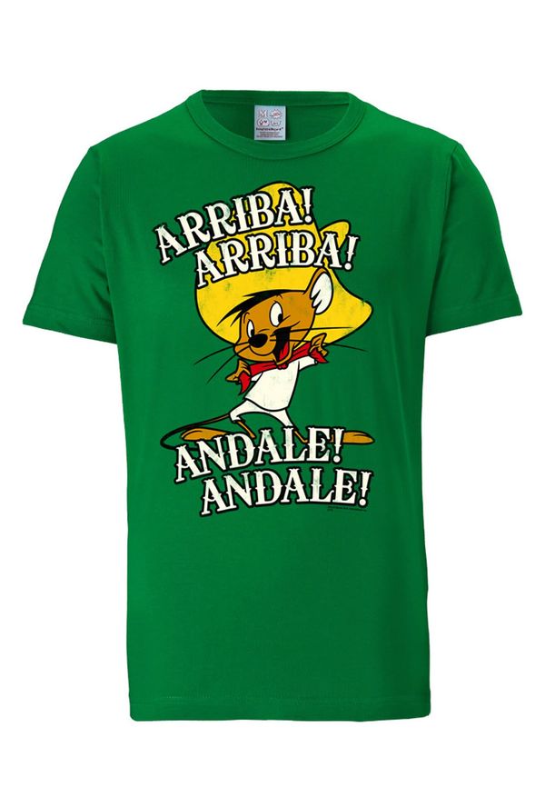 LOGOSHIRT LOGOSHIRT Majica 'Looney Tunes Arriba! Andale!'  svijetlosmeđa / žuta / zelena / bijela