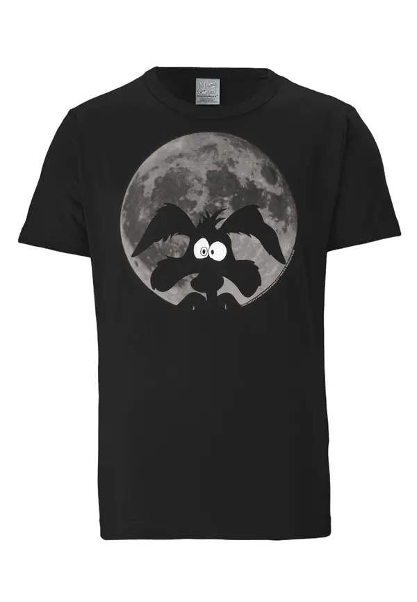 LOGOSHIRT LOGOSHIRT Majica 'Looney Tunes - Coyote Mond'  crna