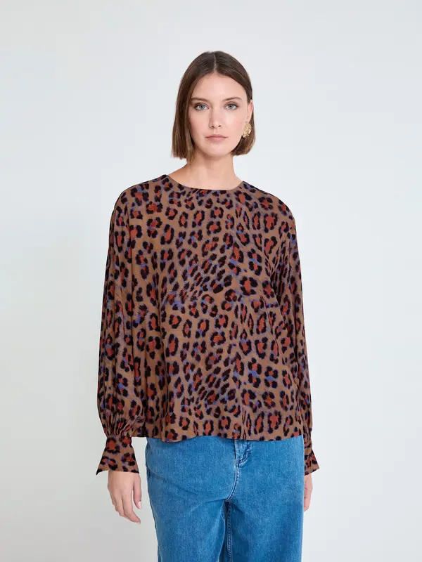 Lola Casademunt Lola Casademunt Bluza  hrđavo smeđa / brokat / ljubičasto plava / crna