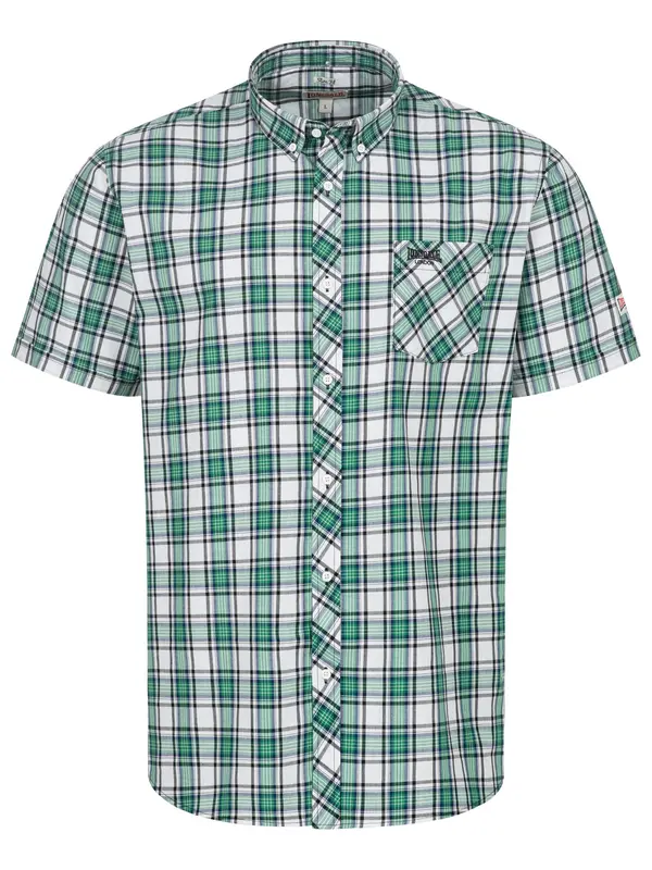 LONSDALE LONSDALE Košulja 'Brixworth'  zelena / crna / bijela