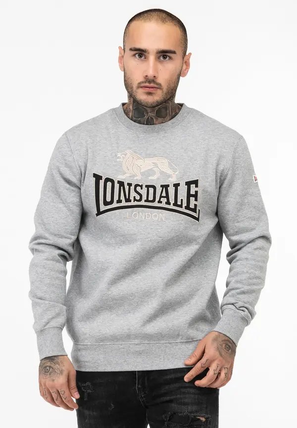 Lonsdale London Lonsdale London Sweater majica 'Lawins'  bež / siva melange / crna
