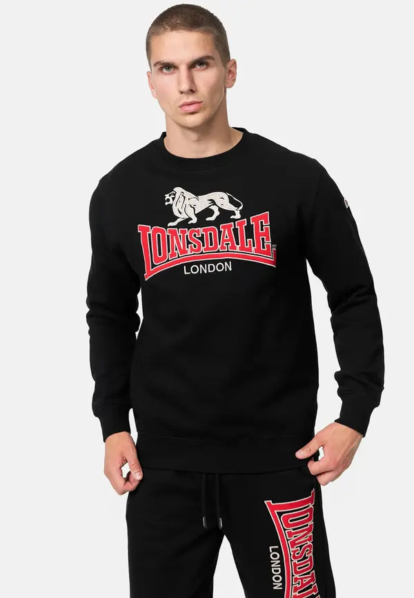 Lonsdale London Lonsdale London Sweater majica 'Lawins'  crvena / crna / bijela