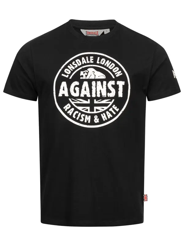LONSDALE LONSDALE Majica 'Against Racism'  crna / bijela