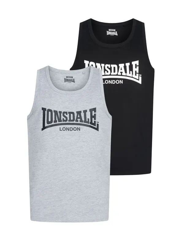 LONSDALE LONSDALE Majica 'Averham'  siva melange / crna / bijela