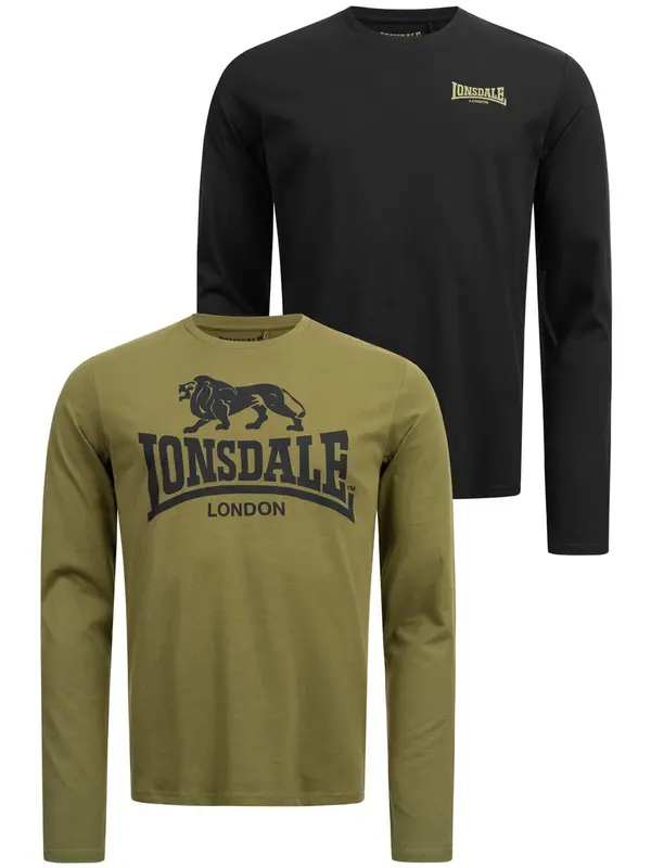 LONSDALE LONSDALE Majica 'Ayrshire'  kaki / crna