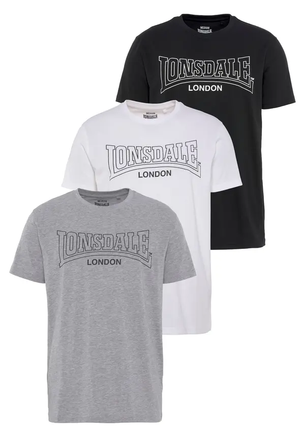 LONSDALE LONSDALE Majica 'Beanley'  siva / crna / bijela