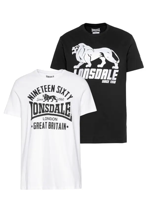 LONSDALE LONSDALE Majica 'Bylchan'  crna / bijela