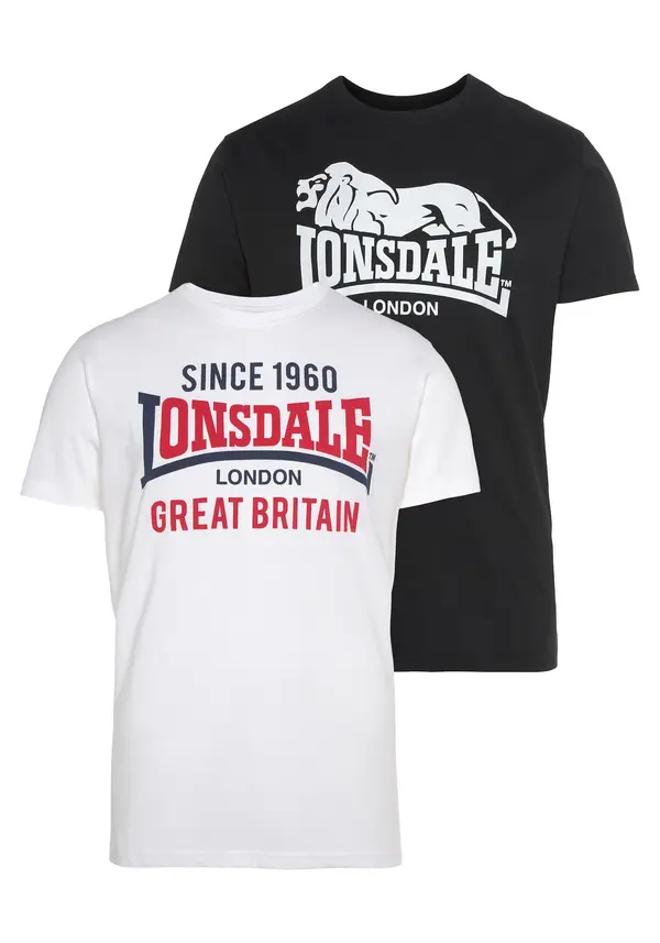 LONSDALE LONSDALE Majica 'Collessie'  crvena / crna / bijela