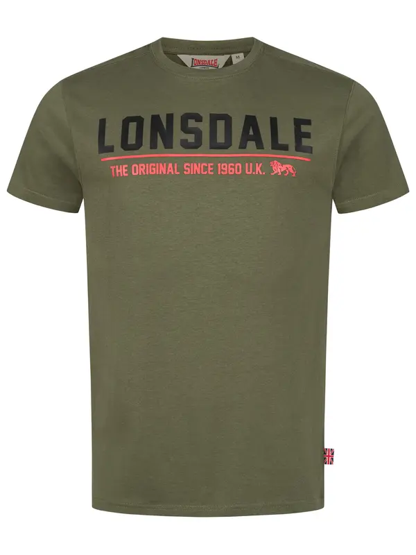 LONSDALE LONSDALE Majica 'Crantock'  maslinasta / jarko crvena / crna