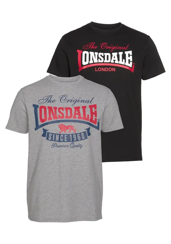 LONSDALE LONSDALE Majica 'Gearach'  plava / siva melange / crvena / crna