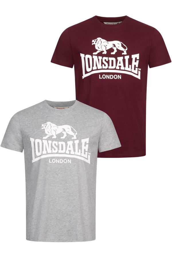 LONSDALE LONSDALE Majica 'KELSO'  siva / boja vina / bijela