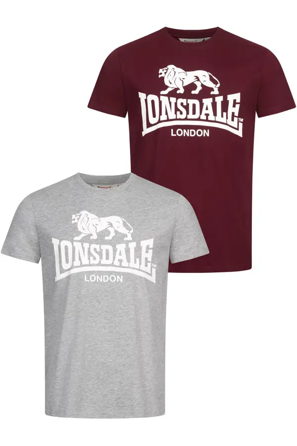 LONSDALE LONSDALE Majica 'KELSO'  siva / boja vina / bijela