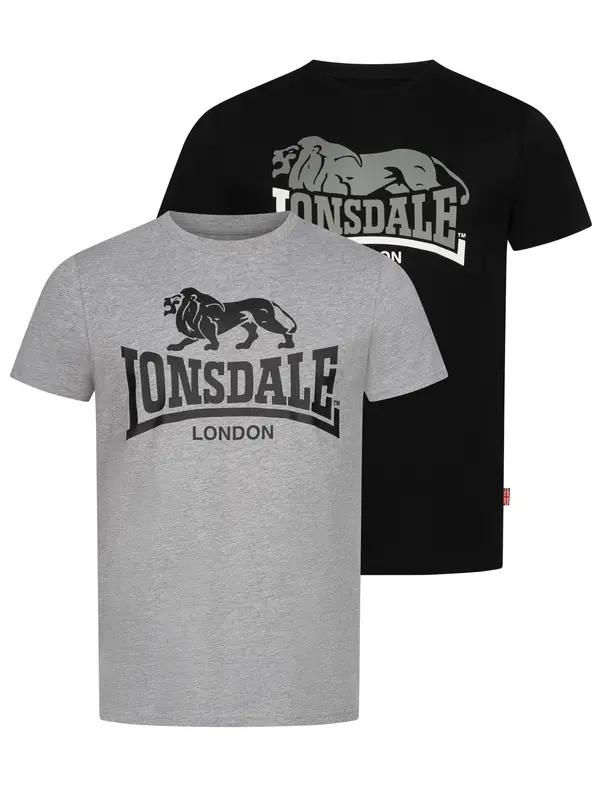 LONSDALE LONSDALE Majica 'Loscoe'  siva / crna