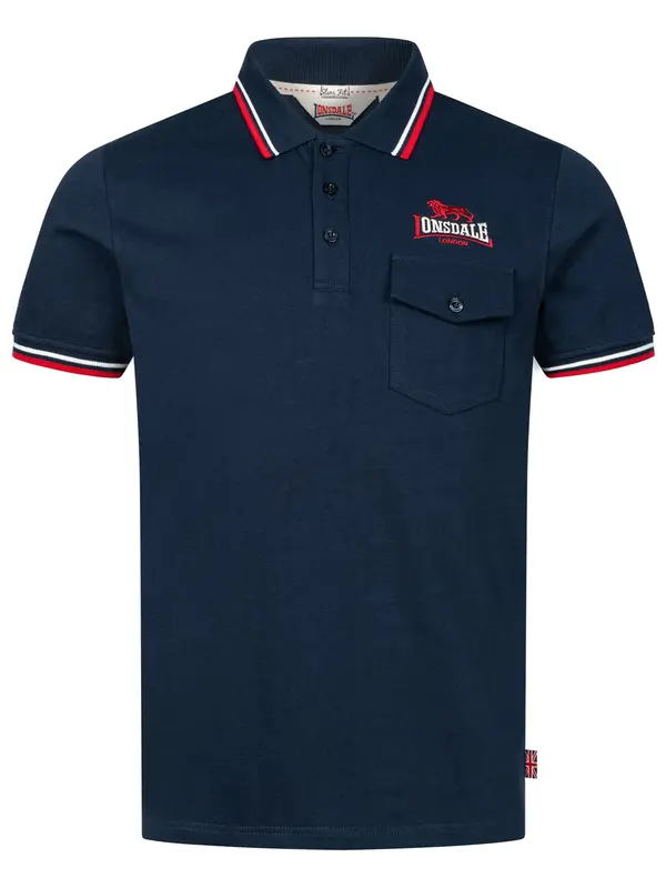 LONSDALE LONSDALE Majica 'Lynton'  svijetlobež / morsko plava / crvena / bijela
