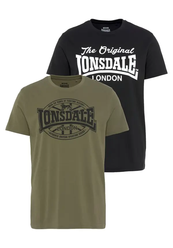 LONSDALE LONSDALE Majica 'Morham'  maslinasta / crna / bijela